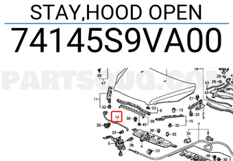 Honda 74145S9VA00 STAY,HOOD OPEN