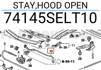 Honda 74145SELT10 STAY,HOOD OPEN