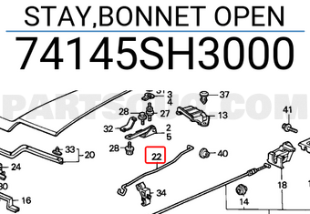 Honda 74145SH3000 STAY,BONNET OPEN
