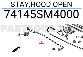 Honda 74145SM4000 STAY,HOOD OPEN