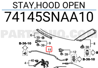Honda 74145SNAA10 STAY,HOOD OPEN