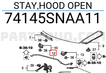 Honda 74145SNAA11 STAY,HOOD OPEN