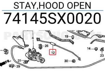 Honda 74145SX0020 STAY,HOOD OPEN
