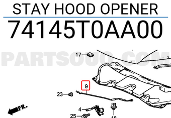 Honda 74145T0AA00 STAY HOOD OPENER
