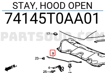 Honda 74145T0AA01 STAY, HOOD OPEN
