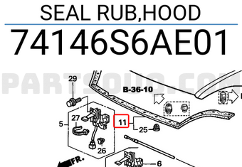Honda 74146S6AE01 SEAL RUB,HOOD