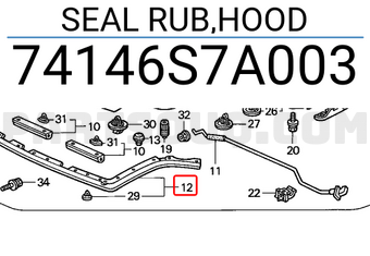 Honda 74146S7A003 SEAL RUB,HOOD