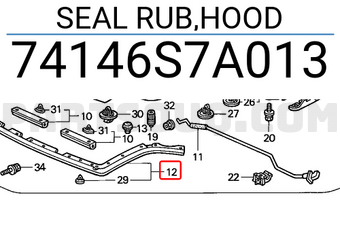 Honda 74146S7A013 SEAL RUB,HOOD