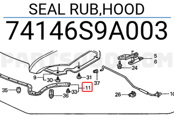Honda 74146S9A003 SEAL RUB,HOOD
