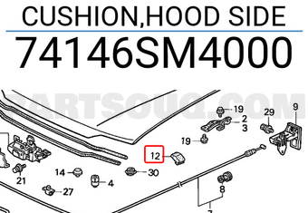 Honda 74146SM4000 CUSHION,HOOD SIDE
