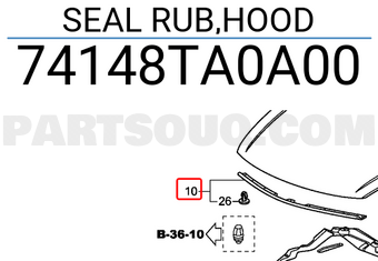 Honda 74148TA0A00 SEAL RUB,HOOD