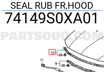 Honda 74149S0XA01 SEAL RUB FR,HOOD