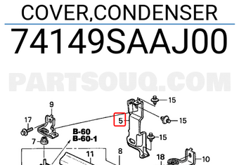Honda 74149SAAJ00 COVER,CONDENSER