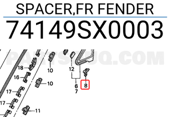 Honda 74149SX0003 SPACER,FR FENDER