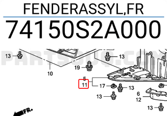 Honda 74150S2A000 FENDERASSYL,FR