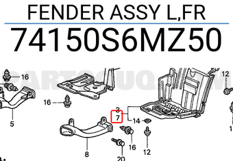 Honda 74150S6MZ50 FENDER ASSY L,FR