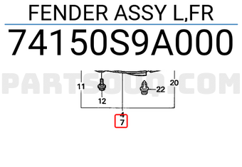Honda 74150S9A000 FENDER ASSY L,FR