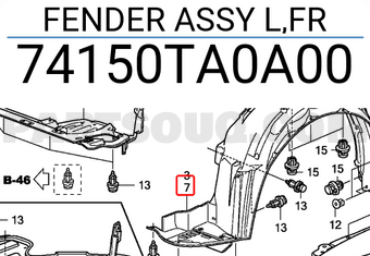 Honda 74150TA0A00 FENDER ASSY L,FR
