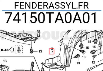 Honda 74150TA0A01 FENDERASSYL,FR
