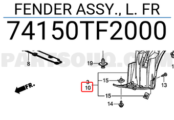 Honda 74150TF2000 FENDER ASSY., L. FR