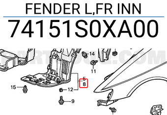 Honda 74151S0XA00 FENDER L,FR INN