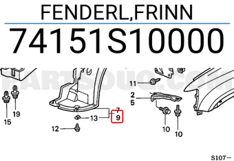 Honda 74151S10000 FENDERL,FRINN