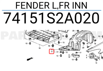 Honda 74151S2A020 FENDER L,FR INN