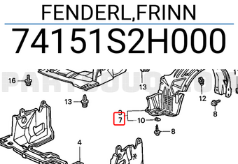 Honda 74151S2H000 FENDERL,FRINN