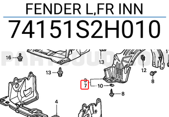 Honda 74151S2H010 FENDER L,FR INN