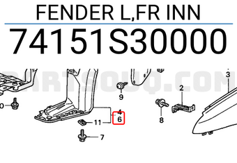 Honda 74151S30000 FENDER L,FR INN