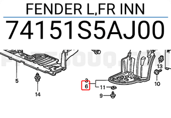 Honda 74151S5AJ00 FENDER L,FR INN