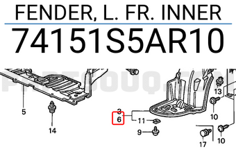 Honda 74151S5AR10 FENDER, L. FR. INNER