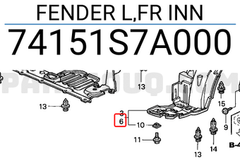 Honda 74151S7A000 FENDER L,FR INN