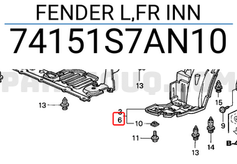 Honda 74151S7AN10 FENDER L,FR INN