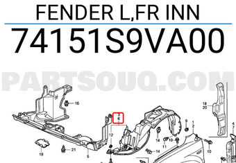 Honda 74151S9VA00 FENDER L,FR INN