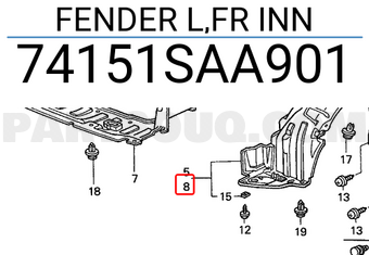 Honda 74151SAA901 FENDER L,FR INN