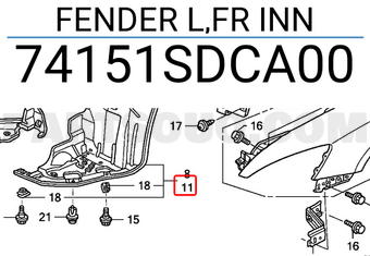 Honda 74151SDCA00 FENDER L,FR INN