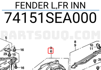 Honda 74151SEA000 FENDER L,FR INN