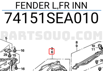 Honda 74151SEA010 FENDER L,FR INN