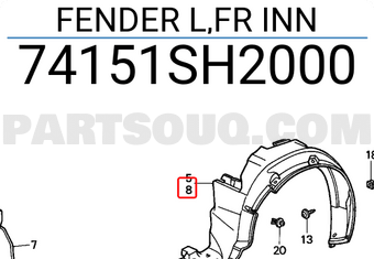 Honda 74151SH2000 FENDER L,FR INN