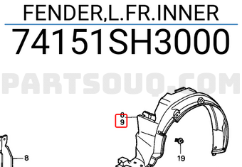 Honda 74151SH3000 FENDER,L.FR.INNER