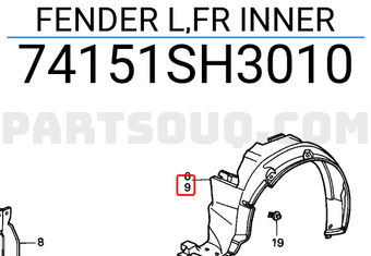 Honda 74151SH3010 FENDER L,FR INNER
