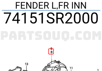 Honda 74151SR2000 FENDER L,FR INN