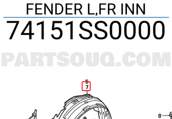 Honda 74151SS0000 FENDER L,FR INN
