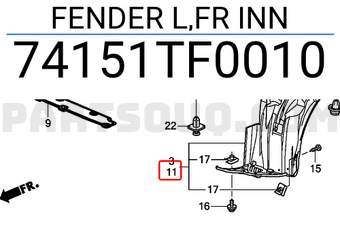Honda 74151TF0010 FENDER L,FR INN