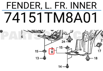 Honda 74151TM8A01 FENDER, L. FR. INNER