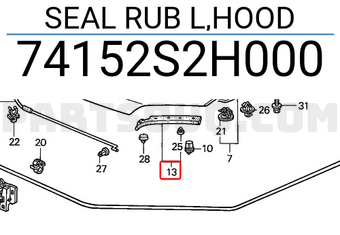 Honda 74152S2H000 SEAL RUB L,HOOD