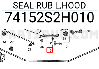 Honda 74152S2H010 SEAL RUB L,HOOD