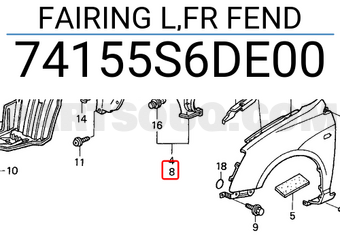 Honda 74155S6DE00 FAIRING L,FR FEND