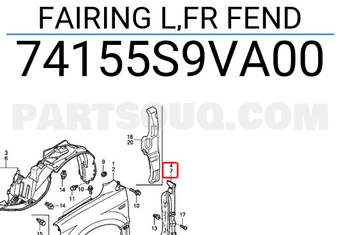 Honda 74155S9VA00 FAIRING L,FR FEND